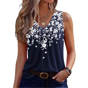 Zeagoo Womens Tank Tops Summer Sleeveless Loose Fit Tops V Neck Pleated Shirts Basic Tees Dressy Casual Trendy Clothes (Large, Sf103)
