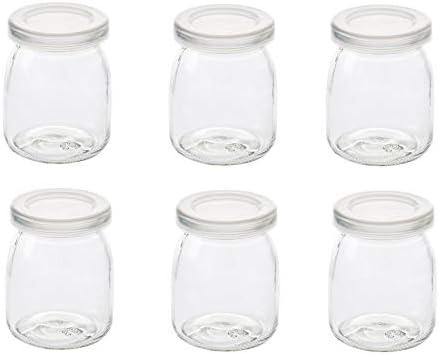 6 Pcs Yogurt Pudding Jars Bottles With Plastic Lids Ideal for Jam, Honey, Wedding Favors, Shower Favors, Baby Foods (5.5 oz (150ml))