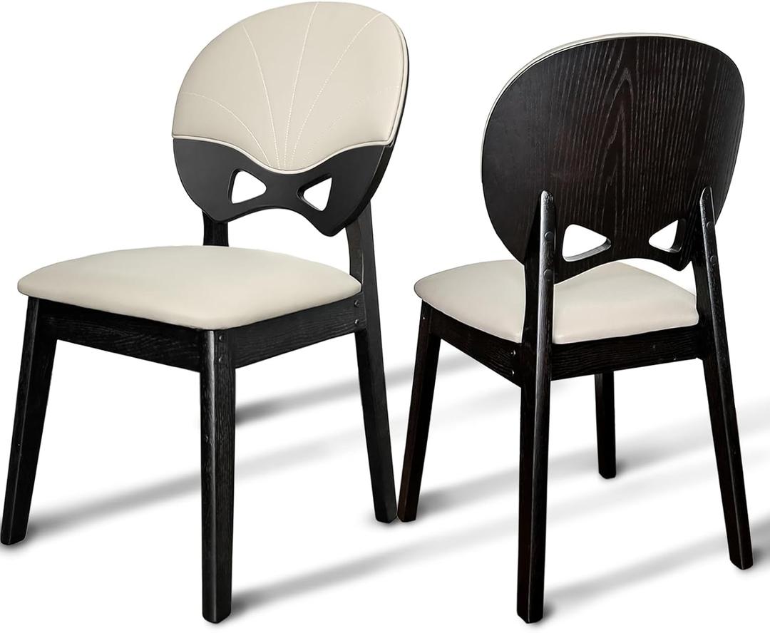 Zqapow Modern Dining Chairs Set of 2 Wooden Upholstered Kitchen Chairs with Back Farmhouse Dining Room Chair for Kitchen Dining Room Restaurant (Apricot)