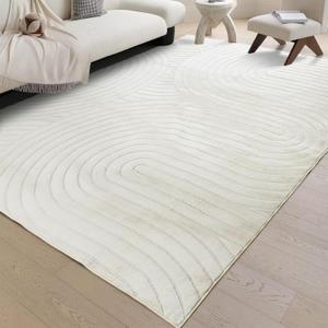 Washable Area Rugs 5x7 Rugs for Living Room Light Beige Faux Rabbit Fur Rug for Bedroom Faux Sheepskin Rug Teen Room Home Dcor(Light Beige, 5x7)