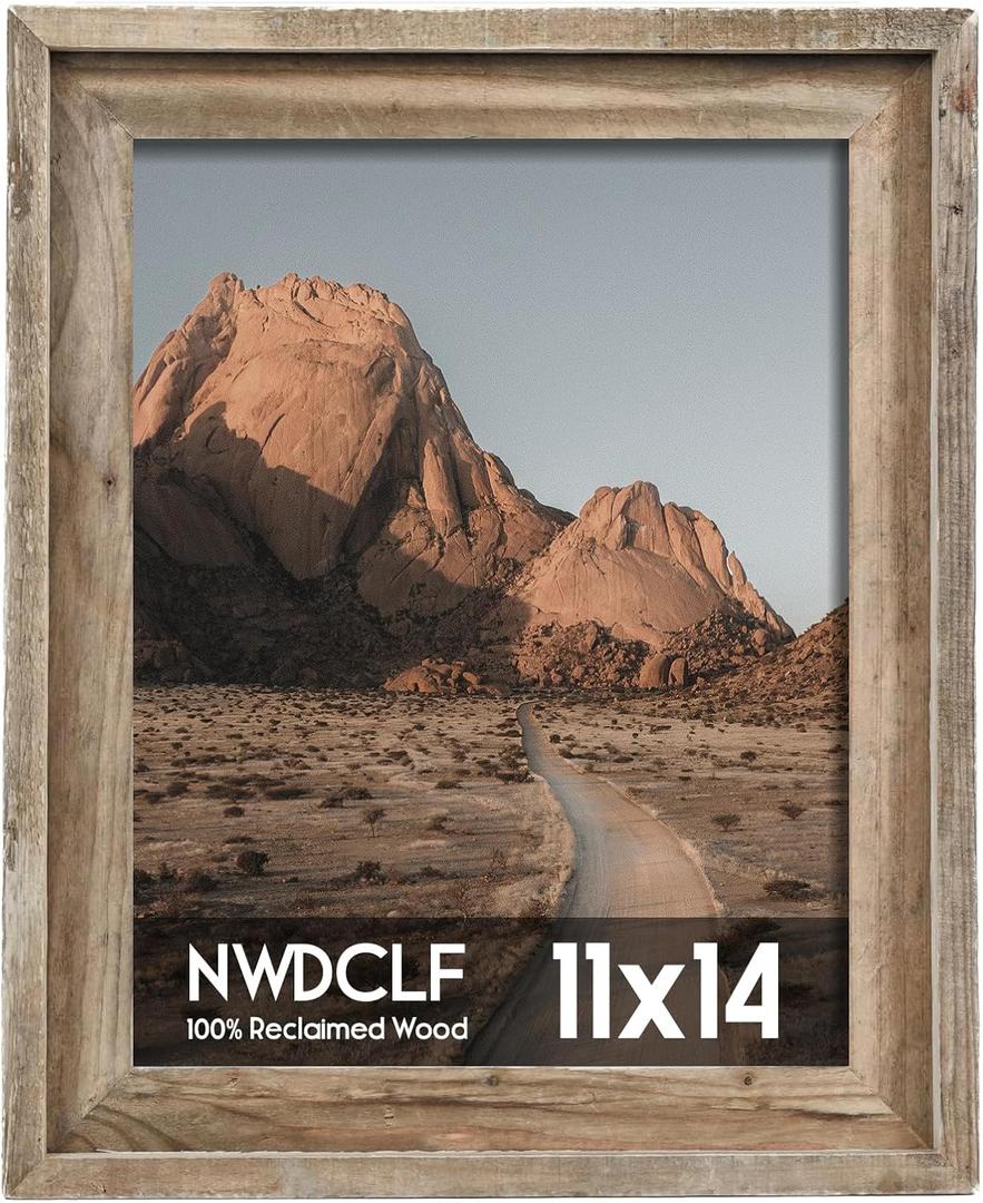 Rustic 11x14 Picture Frame, Reclaimed Barnwood Photo Frame for Wall Decor