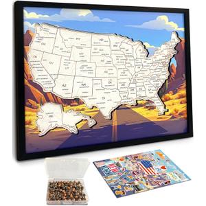 flinelife Cork Push Pin Usa Travel Map With Major Cities, Medium Size, 12x10, Map of United States, Perfect For Couples and Families Gift