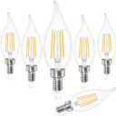 Sailstar Dimmable LED Candelabra Bulbs,60W Equivalent,4000K Daylight White,4 Watt Chandelier Light Bulb,LED Edison Bulb,E12 Base Filament Flame Tip,500 Lumen,6 Pack (6 Count (Pack of 1), 4000k Natural Daylight)