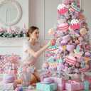 12 Pcs Large Pastel Candy Christmas Tree Decorations Picks Colorful Christmas Cake Ice Cream Picks Macarons Ornaments Gumdrop Decorations for Xmas Vase Wreath Garland Decoration Supplies