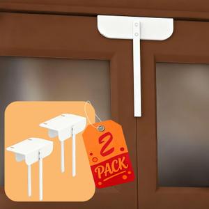 Bifold Door Locks Child Safety - Metal Adjustable Bi-Fold Door Lock Fits Under 2" Thick Doors, Double Door Locks Keep Toddler, Cats & Dogs Out of Pantry, Closets, Cabinets, White (2 Pack)