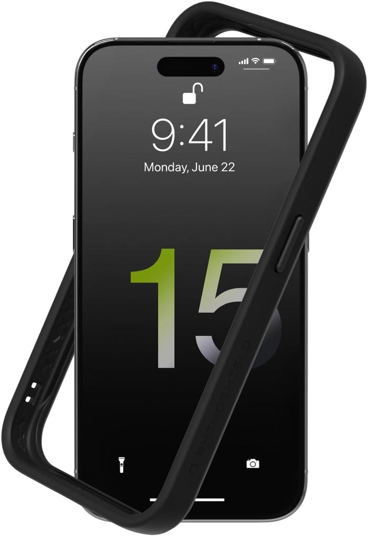RhinoShield Bumper Case Compatible with [iPhone 15 Pro] | CrashGuard - Shock Absorbent Slim Design Protective Cover 3.5M / 11ft Drop Protection - Black