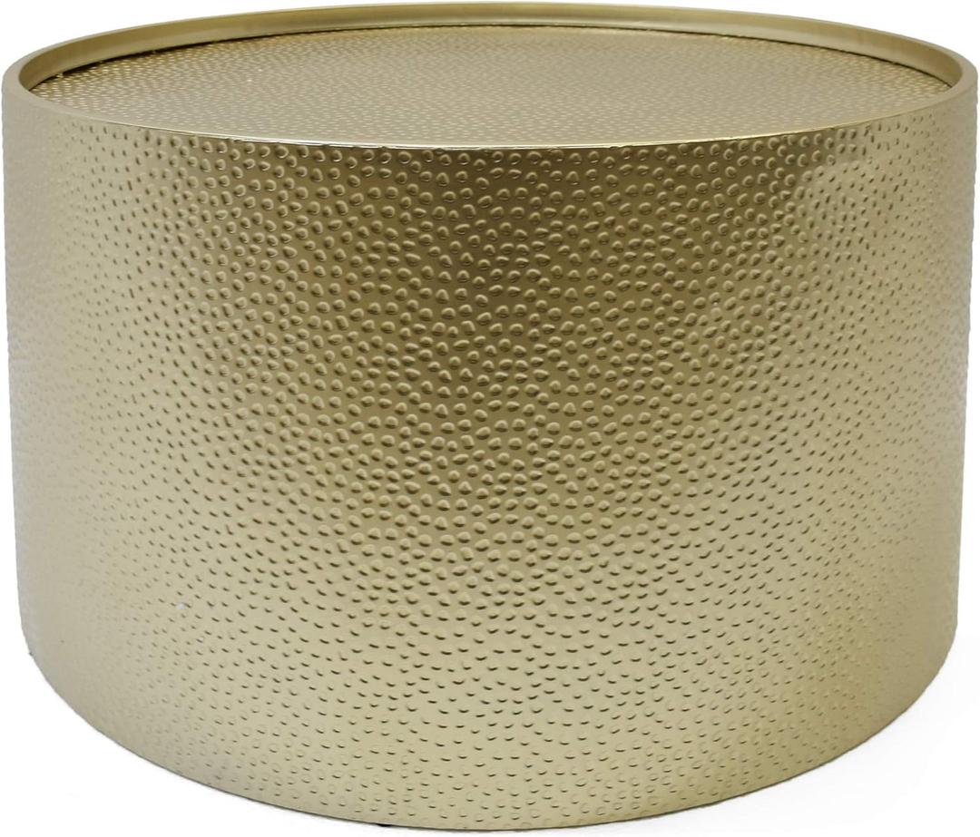 Christopher Knight Home Rache Modern Round Coffee Table with Hammered Iron, Gold, 26. 00 L x 26. 00 W x 17. 00 H
