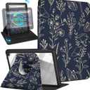 Kidcube for Amazon Kindle Fire 7 Tablet Case 12th Generation 2022 Release for Women Girls Folio Cover Cute Girly Floral Flowers Design Rotating Stand with Auto Wake/Sleep for Kindle Fire 7 Cases 7"