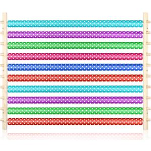 Kigley 10 Tier Ribbon Holder Organizer Rack Wood Wrapping Paper Display Rack Large Gift Wrapping Paper Storage Organizer Easy Wall Mount Wrapper Storage