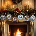 Christmas Animal Ornaments Set, 36 Piece Round Wooden Decorations, 12 Unique Winter Designs, 3.15 Inch, DIY Paintable Back with Hemp Rope for Tree Decor