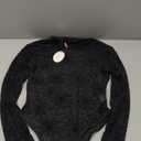 Avidlove Womens Mesh Long Sleeve Bodysuit Round Neck Sheer Leotards Geo Print Bodysuit Top with Snap Crotch, Size -M