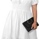 Eytino Plus Size Dress for Women Short Sleeve Square Neck Casual Mini Short Dresses Beach Vacation (2X, White)