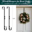Over The Door Hooks Organizer, Over The Door Towel Rack with Mesh Basket, 10 Coat Hooks and 2 Wreath Hangers, Bathroom Door Organizer Back of Door Hanger for Bedroom, Kitchen(Black)