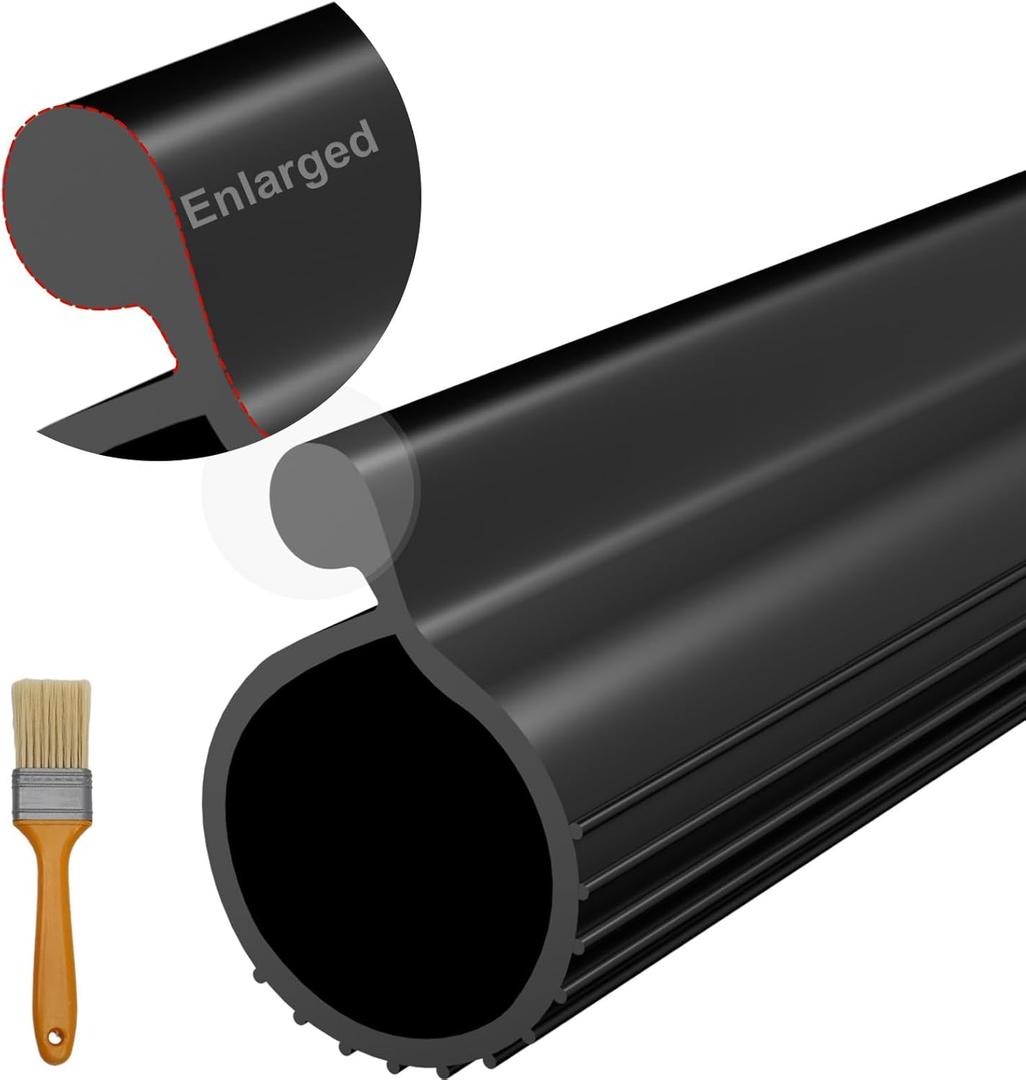 Garage Door Seal P Bulb - 16.8ft Flexible Weatherproof TPE Seal for Single-Channel Doors, Easy DIY Installation, Prevents Drafts, Noise Reduction, Saves Energy, 0.35" Tips | 0.36-0.40" Fit Range