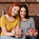 2 Pcs Heart Mugs 12 oz Valentine Glass Cups with Handle Pink Red Checkered Heart Iced Coffee Cups for Couples Valentine's Day Gifts for Anniversary Wedding Engagement Birthday Couple Gifts