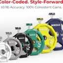 Mikolo Olympic Weights Set 2-Inch Rubber Coated Plates, 12-Sided Non-Roll Weight Plates Grip with 3 Handles for Home Gym, Strength Training, Single, Pair and Sets(5/10/15/25/35/45 LB)