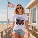 250 Anniversary USA T Shirt for Women, 4th of July Patriotic American Flag Eagle Graphic Tee, USA 250th Anniversary 1776-2026 Shirt, Short Sleeve Tops L (L)