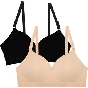 Fruit of the Loom Women's Seamless Wire Free Push-up Bra (40B, Black Hue/in the Buff 2-pack)