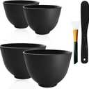 4Pcs Silicone Mixing Bowl DIY Hair Color Mixing Bowls for Home Salon Spa Face Skin Applicator Bowl, Black