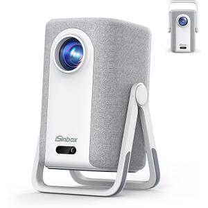 [Short Throw/1200ANSI/Built in Apps] 4K Outdoor Projector with WiFi and Bluetooth, Auto Focus Projector with Dual-Mode Stand, Smart Portable Proyector with Netflix/YouTube/PrimeVideo & Dolby (White-gray)