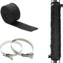DOBTIM Fireproof Pipe Wrap Insulation 2" Wide X 16' Long, Fiberglass Heat Shield Tape Pipe Webbing for Stove Flue Protector with 2 Clamps, Black
