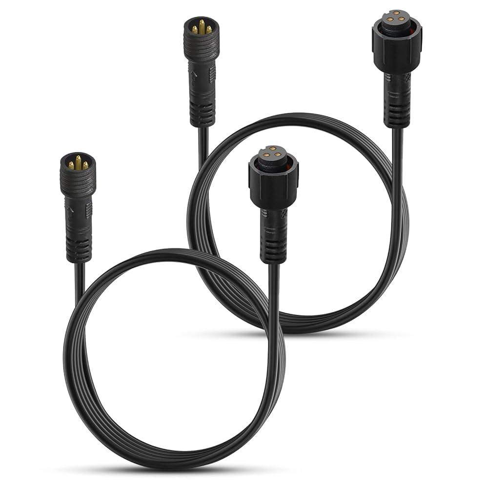 2 PCS 10FT 3 Pin RGB Rock Light Extension Cable, Rock Light Extension Wire with Male and Female Connectors