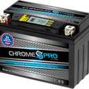 Chrome S Pro iGel YTX9-BS Battery  120 CCA, Gel Electrolyte, LCD Display, 12V 8Ah  Fits ATV, Motorcycle, Scooter, Jet Ski, Dirt Bike, UTV, Snowmobile & More  T3 Nut & Bolt Terminal