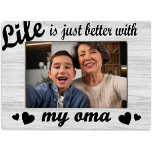2 x Oma Gifts 4x6 Picture Frame, Grandma Photo Frame from Grandkids Grandchild, Best Grandmother Gifts, Life Is Just Better with Oma Wooden Picture Frames for Wall or Tabletop Display, 8x6