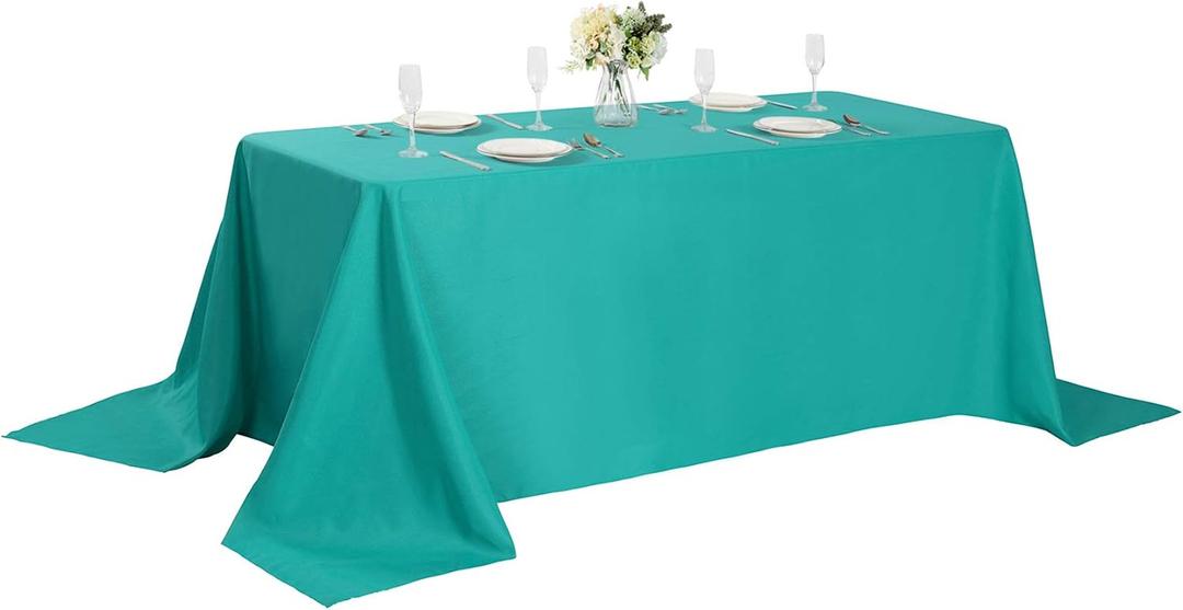 Cupuamon Rectangle Tablecloth 90x132 inch Washable Polyester Fabric Table Cloth for Wedding Party Dining Banquet Decoration90x132, Turquoise