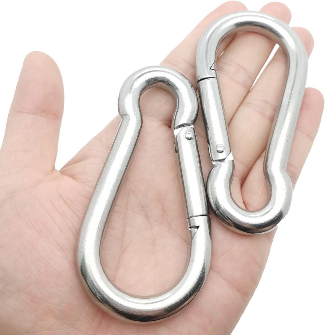 Spring Snap Hook Carabiner, 304 Stainless Steel Snap Hook Heavy Duty Carabiner Clip for Carabiner Outdoor, 2 Pack