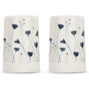 DEMDACO Wildflowers - by Lucinda Wei - 3 Inch Blue/White Stoneware Salt and Pepper Shaker Set