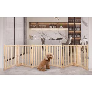YOCAN Paint-Free Wooden Freestanding Dog Gates for The House,Doorways, Stairs,Wood Dog Fences Indoor Pet Gate,Step Over Fence-6 Panel H:23
