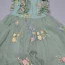 Girls Birthday Party Dress Ruffle Sleeve Sequin Dots Floral Tulle Princess Wedding Pageant Formal Bance Gown (Green,130)