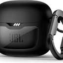 SURITCH Magnetic Bumper Case Compatible with JBL Tune Flex Earbuds, Rugged Shockproof Protective Covers for JBL Tune Flex with Magnetic Lid Lock & Carabiner & Cleaning Kit & Removal Tool, Black
