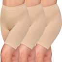 Women's Slip Shorts for Under Dresses Anti Chafing High Waisted Seamless Smooth Safety Shorts (Beige, M)