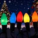 25Ft Multicolor Christmas Lights Outdoor, C9 7W Vintage Ceramic Valentine's Day String Lights with 26 Colorful Bulbs, Hanging Patio Lights for Porch Roofline Christmas Tree Garden Pathway Indoor Decor