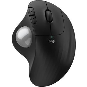 Logitech Ergo M575S Wireless Trackball Mouse, Wireless Ergonomic Mouse with Bluetooth and Encrypted Dongle, Comfortable Thumb Control, Precise and Smooth Tracking, for PC/ Mac - Black Silver Ball