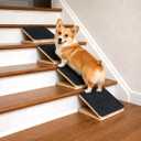 Dog Ramp for Stairs, Foldable Stair Wedges Assist for Small Dogs, 4 Pack | Dog Door Ramp Adjustable Stair Ramp for Dogs Solid Wood Pet Steps for Elderly Dog, Senior, Short-Legged and Injured Pets