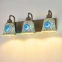 zeyu Bathroom Light Fixtures, 3-Light Bathroom Vanity Light, 22 Inch Modern Wall Sconces with Blue Mosaic Glass, Oil Rubbed Bronze Finish, ZSL72B-3W ORB-BL