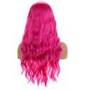 BERON Hot Pink Wig Long Curly Wig Hot Pink Wavy Wigs for Women Daily Party Cosplay with Hairnet