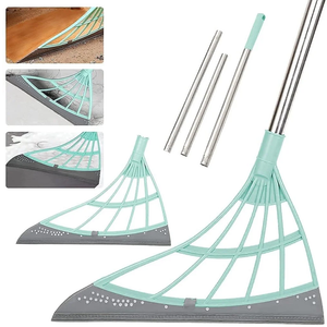 Multifunction Magic Broom, 2-in-1indoor Silicone Broom Sweeper, Glass Wiper, Floor Squeegee Adjustable Silicone Mop, for Wash Floor Clean Tools Windows Sc Pet Hair Sweeping Brush