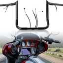 Black PRE-WIRED 14" Meathook Monkey Bar 1 1/4" Bagger Apes Handlebars for Harley Miter Cut 2016-2023 Street Glide/Electra Glide/Ultra LimitedNo heated grip wires)