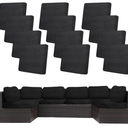 10Pcs Stretch Patio Cushion Covers,Outdoor Couch Covers Replacement,Outdoor Couch & Sofa Slipcovers,for Patio Furniture Cushion Covers,Washable Reusable Furniture Protector (Black,Cover Only)