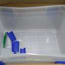 IRIS USA WeatherPro 60 Qt Storage Bins with Lids, 3 Pack, BPA-Free Plastic Gasket Box with Tight Latch and Seal, Stackable Nestable Tote Tub - Clear/Blue