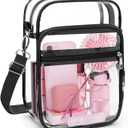 Blvornl Clear Crossbody Bag with Adjustable Shoulder Strap, Stadium Approved PVC Clear Purse Bag, Clear Messenger Bag (Large)