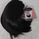 MAGQOO Black Wig for Women Black Bob Wig Short Black Wig Straight Black Wigs Middle Part Synthetic Heat Resistant Cosplay Costume Party Wigs (12 Inches)