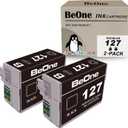 BeOne Remanufactured Ink Cartridges Replacement for Epson T127 127 to use with Workforce 60 545 630 633 635 645 840 845 WF-3520 WF-3530 WF-3540 WF-7010 WF-7510 WF-7520 Printer (2 Black)