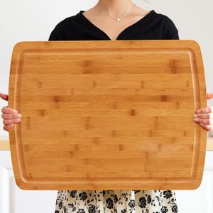 24 x 18 Inch XXL Extra Large Bamboo Cutting Boards - BEZIA Carving Board for Meat, Turkey, Vegetables, BBQ, Cheese - LARGEST Chopping Butcher Block with Juice Groove