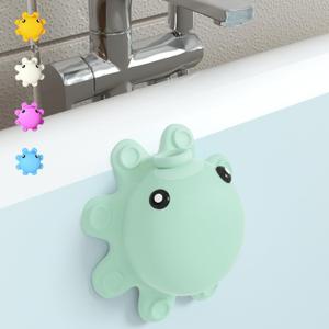 Bathtub Overflow Drain Cover - Silicone Bath Tub Drain Cover, Octopus Tub Overflow Drain Stopper with Suction Cups, Adds Inches of Water for Deeper Bath, Bathroom Spa Relaxing Accessory, Aqua Green (Squidward)