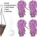 HyeFlora Artificial Fake Hanging Flowers with Basket for Outdoor Decoration,UV Resistant Faux Silk Daisy Flowers Light Fuchsia Orchid Vines in Planter Realistic Hanging Baskets for Home Porch Garden